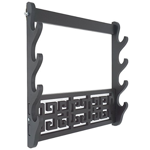 Eforlife 4 Tier Sword Stand Wall Mount Samurai Sword Holder Display Stand Katana Wakizashi Tanto Wall Hanger Sword Rack Four Layer - 16inch Classic