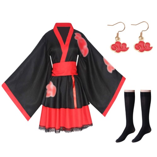 Akatsuki Uchiha Kimono Dress Anime Cosplay Halloween Fancy Dress Ball Costume