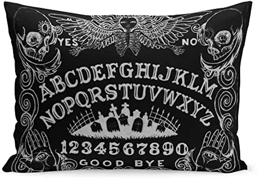 Aikul Throw Pillow Cover Standard Size 20 x 26 inches Spirit Witch Board Black Gothic Goth Occult Witchcraft Pillow Case Cushion Cover Lumbar Pillowcase Decoration for Couch Sofa Bed Car,
