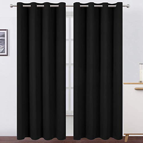 LEMOMO Blackout Curtains 52 x 84 inch (2pc, Black)