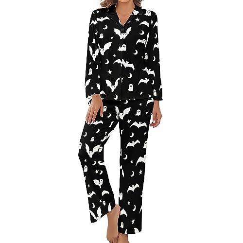 Aulwewd Womens Pajama Set,Long Sleeve Pajamas & Long Pants with Pockets, Button-up Sleepwear Lounge Pjs,2-Piece Loungewear - Medium - Style-30