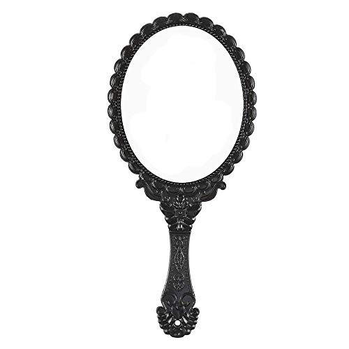 XPXKJ Hand Mirror Vintage Handheld Mirror with Handle Vanity Makeup Mirror Travel Mirrors (Black, Oval) - Black - oval