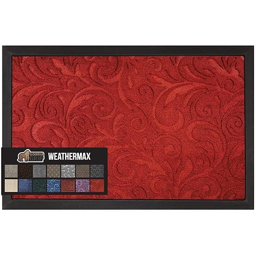 Gorilla Grip All-Season WeatherMax Doormat (17"x29", Red) 