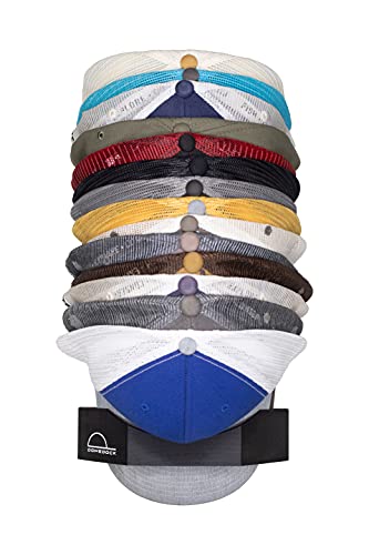 Dome Dock The Original USA-Made Hat Rack and Compact Hat Organizer for Wall Installation, 20 Hat Capacity, Black - Twin - Black