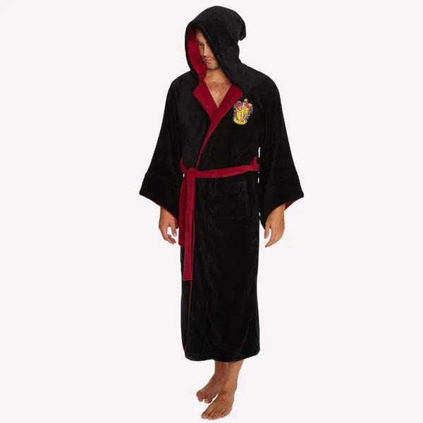Groovy Men's Gryffindor-bathrobe Gryffindor Harry Potter Hooded Bathrobe, Black, One Size UK