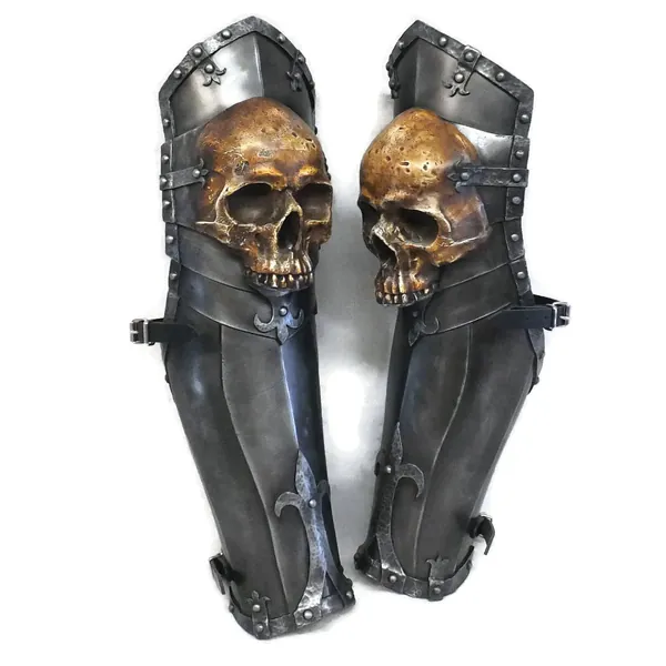 Larp Armor, Ominous Skull Legs, greaves, cosplay, bone, orc, cosplay armor, leg armor