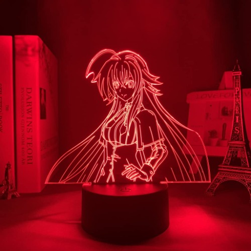 High School DxD 3D Night Light Anime Illusion LED Lamp 16 Colors Changing Touch & Remote Control-Perfect Christmas Gifts for Boys/Girls/Kids Rias Gremory Figure Manga Fans - 