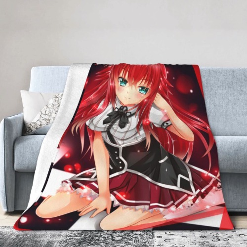 DaniBrant High School DxD Rias Gremory Throw Blanket for Couch Sofa Fluffy Microfiber Throw Soft, Cozy, Lightweight Suitable for Bed,Sofa,Chair, Camp Bed Living Room 80"x60" - 80"x60" Black