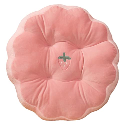 PUXU Cartoon Plush Animal Home Office Chair Student Round Padded Cushion Cute Cushion Plush Plush Decorative Cushion Often Cushion (42cm/16.5in,Strawberry Round) - Strawberry Round - 42cm/16.5in