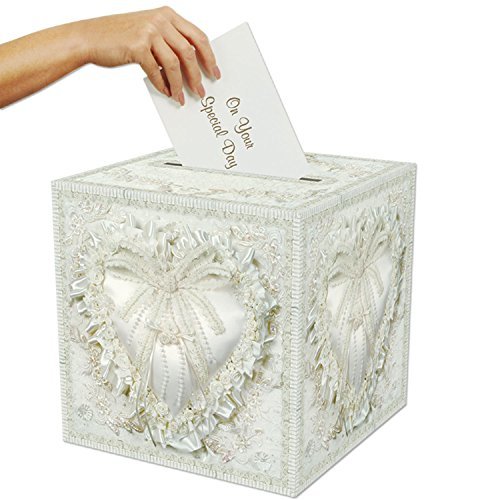Beistle Durable Paper Card Box Wedding Party Supplies Anniversary Decorations, 12" x 12", White - 