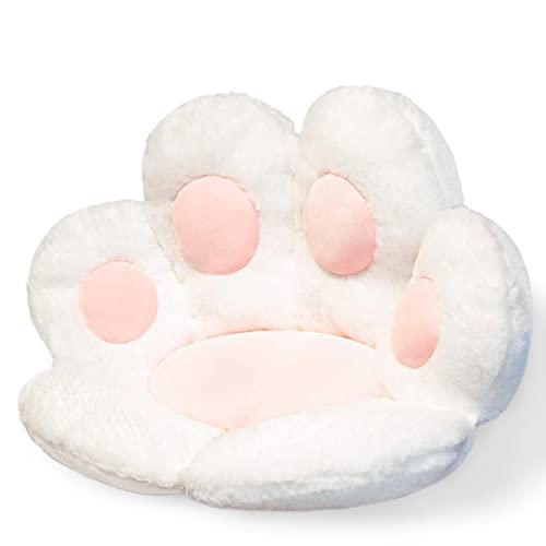 ELFJOY Comfy Chair Cushion Plush Cat Paw Cushion Kawaii Home Decor Cat Pillow for Office and Computer Gaming Chair (80 * 70cm, White) - 80*70cm - White