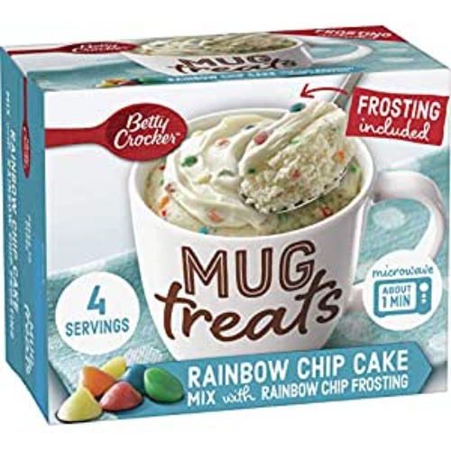 Betty Crocker Mug Treats Rainbow Chip Cake Mix with Rainbow Chip Frosting, 4 Servings, 13.9 oz. (Pack of 6) - Rainbow Chip 13.9 Ounce (Pack of 6)