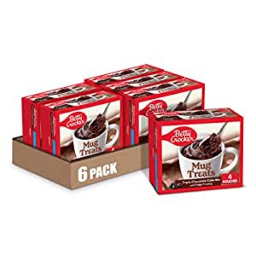 Betty Crocker Mug Treats Triple Chocolate Cake Mix with Fudge Frosting, 4 Servings, 12.5 oz. (Pack of 6) - TRIPLE CHOCOLATE 4 Count (Pack of 6)