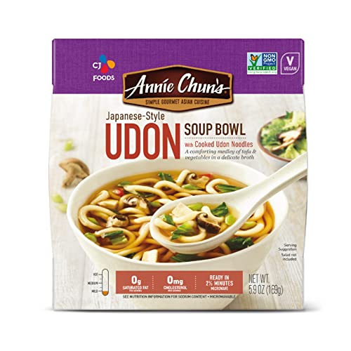 Annie Chun's - Noodle Soup Bowl, Japanese-Style Udon, Instant & Microwavable Chewy Noodles, Vegan and Delicious, 5.9 Oz (Pack of 6) - Udon