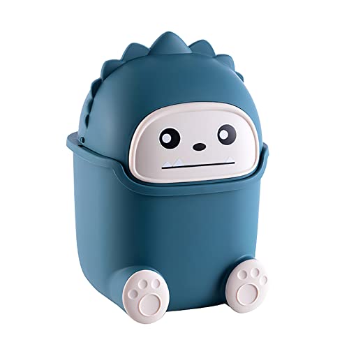 Aiabaleaft Cute Trash Can Polypropylene Cute Animal Shape Trash Cans 2 Liters Desktop Trash Can for Bathrooms,Kitchens,Offices,Waste Basket for Dressing Table (Blue) - Blue