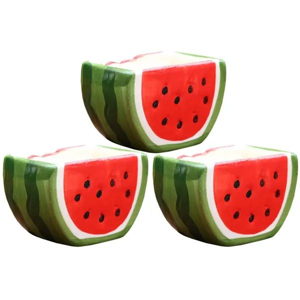 WAIT FLY Set of 3 Cute Watermelon Shape Ceramics Planters Gardening Pots Decoration for Cactus Succulent Flower Decoration for Home Garden