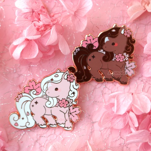 Sakura Horse Enamel Pin - Pink