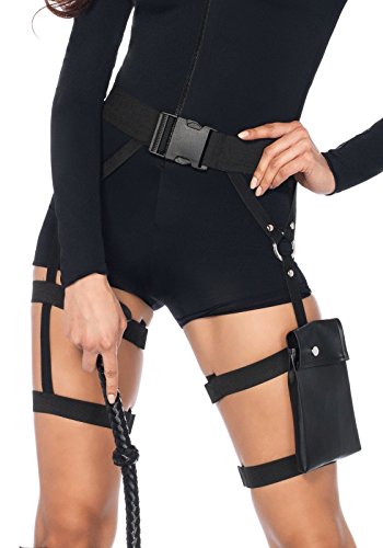 Leg Avenue Women's Multi Strap Garter Pocket Utility Belt Costume Accessory, Utility Belt Black, One Size US