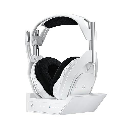 Logitech G Astro A50 X Omni-Platform Wireless Gaming Headset + Base Station for PS5, Xbox, PC: PLAYSYNC Video & Audio Switcher, HDMI 2.1 4K 120Hz VRR, <24 bit/48 kHz, 24hr Battery, 2.4GHz & BT - White - White - PLAYSYNC Video & Audio