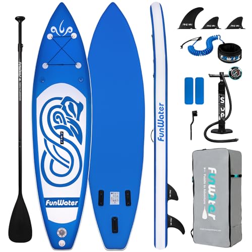 FunWater Inflatable Ultra-Light Stand Up Paddle Board for All Skill Levels with Premium SUP Paddleboard Accessories,Non-Slip Comfort Deck for Youth & Adults. - DARK BLUE