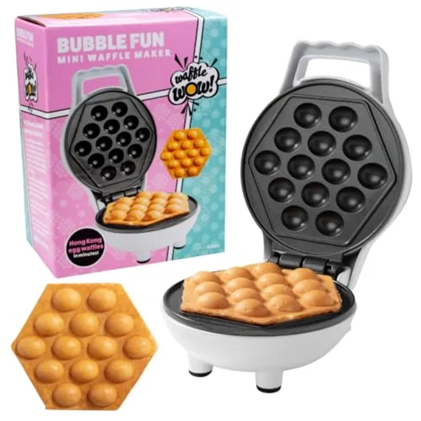 Bubble Mini Waffle Maker - Make Breakfast Special with Tiny Hong Kong Egg Style Design, 4" Individual Waffler Iron, Electric Non Stick Appliance for Ice Cream Treat Desserts, Fun Dorm Room Essential
