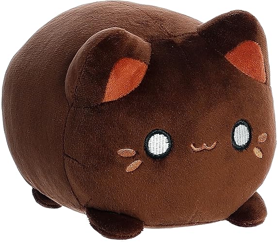 Aurora® Enchanting Tasty Peach® Kona Coffee Meowchi Stuffed Animal - Bright & Colorful Design - Showpiece Plush - Brown 7 Inches