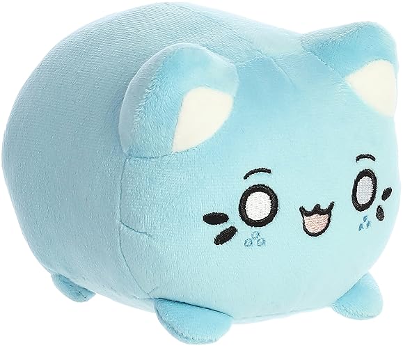 Aurora® Enchanting Tasty Peach® Marble Soda Meowchi Stuffed Animal - Bright & Colorful Design - Showpiece Plush - Blue 7 Inches