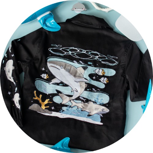 Black Tip Reef Shark Cotton Twill Jacket