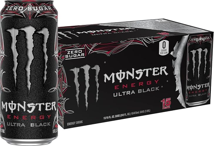 Monster Energy Ultra Black, Sugar Free Energy Drink, 16 Ounce (Pack of 15) - Ultra Black - 15 Pack