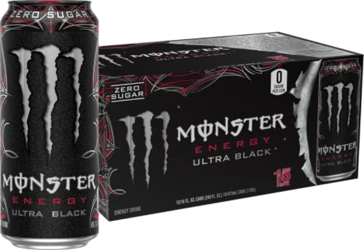 Monster Energy Ultra Black, Sugar Free Energy Drink, 16 Ounce (Pack of 15) - Ultra Black - 15 Pack