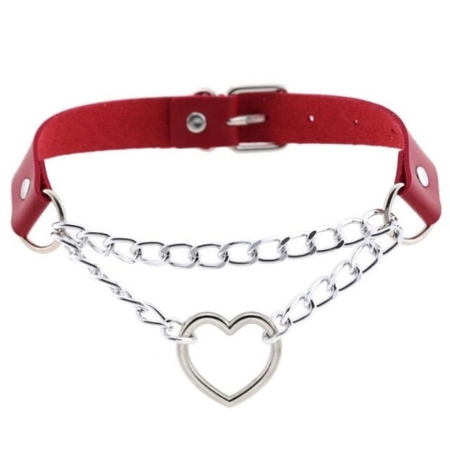 Chained Valentine Choker (15 Colors) - Red