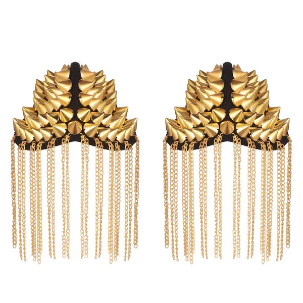 FENICAL Pair of Rivet Tassel Chain Epaulet Fashion Shoulder Boards Badge (Gold)