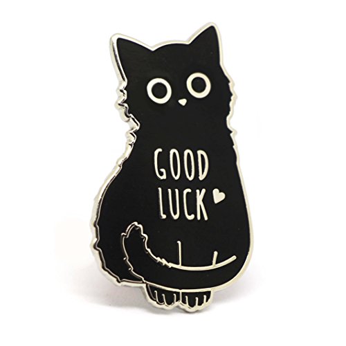 Compoco Good Luck Black Cat Enamel Pin Lucky Charm Lapel Pin Backpack pins, Black