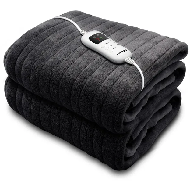 Dreamcatcher Luxurious Electric Throw Heated Throw Blanket, Large 160 x 120cm Soft Fleece Heated Blanket Throw, Large Heated Electric Blanket Overblanket with Timer 9 Control Heat Settings Black