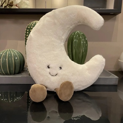 Moon or Sun Stuffed Plushie Cushion Bedroom Decor Sofa Throw Pillow - moon / about 30cm S