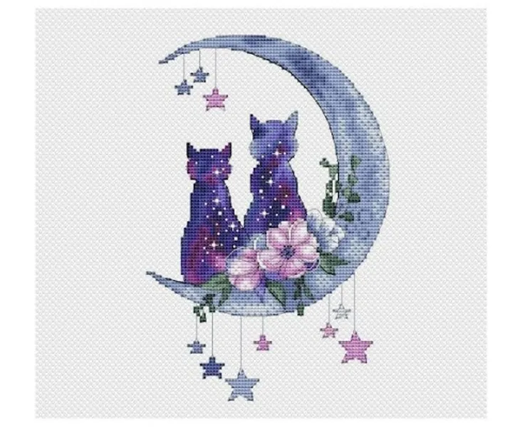 Cross Stitch Cat Cross Stitch Pattern Galaxy Animals Moom and | Etsy UK