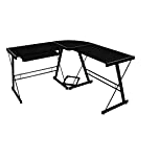Walker Edison Ellis Modern L Shape Home Office Black Corner Computer Gaming Desk with Keyboard Tray, 51 Inch