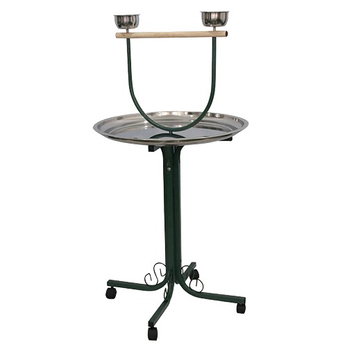 A&E Cage Company T-Stand with Casters and Stainless Steel Dishes, 28" L X 28" W X 53" H