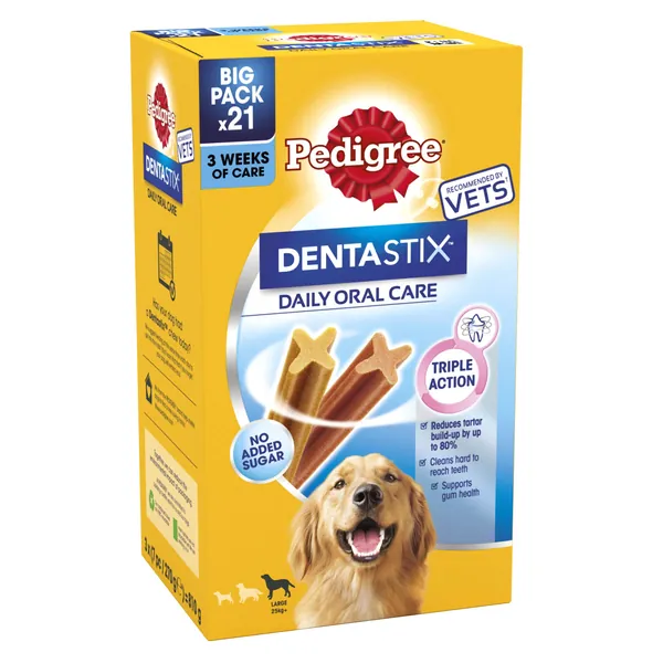 Pedigree Dentastix - Daily Dental Care Chews, Large Dog Treats + 25 kg, 1 Bag (21 Sticks)
