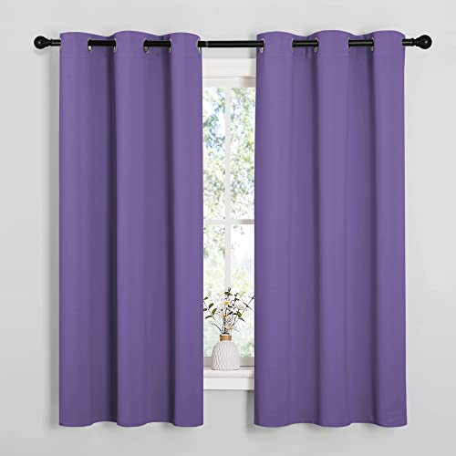 NICETOWN Lilac Purple Blackout Curtains for Bedroom (1 Pair, 42 x 63 inches), Farmhouse Thermal Insulated Room Darkening Drapes for Windows - 42 in x 63 in (W x L) - Lilac Purple