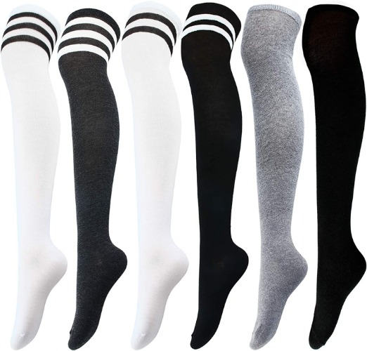 Aneco 6 Pairs Over Knee Thigh Socks 