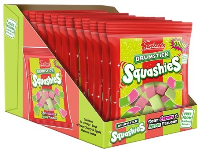 Swizzles Squashies Sweets - Sour Cherry & Apple Flavour - Multipack (12 x 140g)