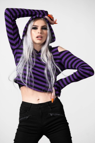 Zephyr Hooded Top [PURPLE] | M / Purple / 92%cotton 8%elastane