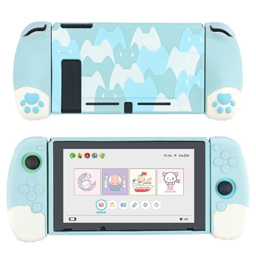 GeekShare Cute Soft Silicone Protective Case Compatible with Nintendo Switch Console and Joy Con- Shock-Absorption and Anti-Scratch Slim Cover Case with Ergonomic Design for Switch -- Blue