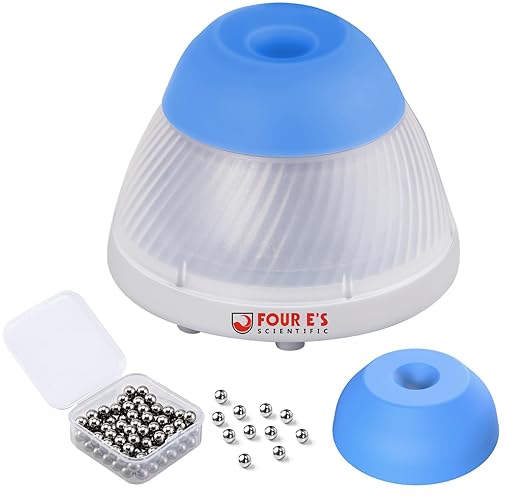 FOUR E'S SCIENTIFIC Vortex Mixer with Extra Silicone Cap&100pcs Mixing Balls, Paint Shaker Mixer Fixed 5000RPM, Vortex Shaking Blender for Laboratory/Nail Polish Bottle/Acrylic Paints - Blue-Vortex Mixer with Extra Cap and Mixing Balls