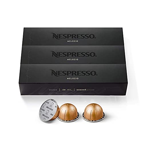 Nespresso Capsules VertuoLine, Melozio, Medium Roast Coffee, Coffee Pods, Brews 7.77 Fl Ounce (VERTUOLINE ONLY), 10 Count (Pack of 3) - Melozio - 10 Count (Pack of 3)