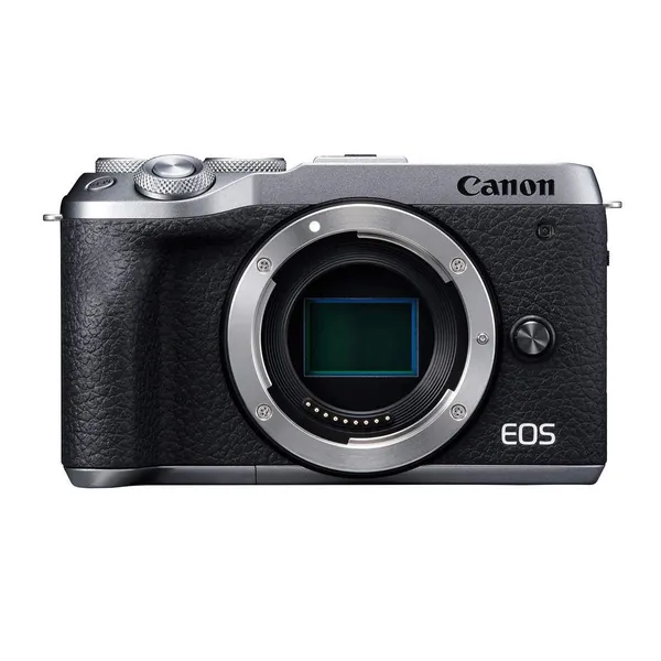 Canon Mirrorless Camera [EOS M6 Mark II](Body) for Vlogging|CMOS (APS-C) Sensor| Dual Pixel CMOS Auto Focus| Wi-Fi |Bluetooth and 4K Video, Silver - Silver Base