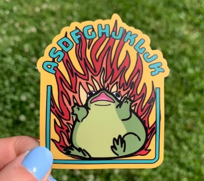 Burning Excited Chaotic Keyboard Smash Frog Sticker / Funny | Etsy