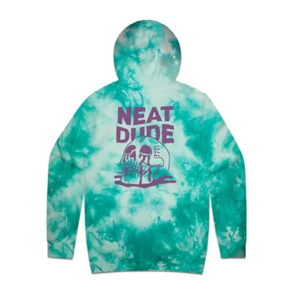 Skull Puddle Hoodie - Teal Tie Dye