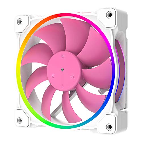 ID-COOLING ZF-12025-PINK Case Fan 120mm 5V 3 PIN ARGB Cooling Fan MB Sync, 4 PIN PWM Speed Control Fans for Radiator/CPU Cooler/Computer Case
